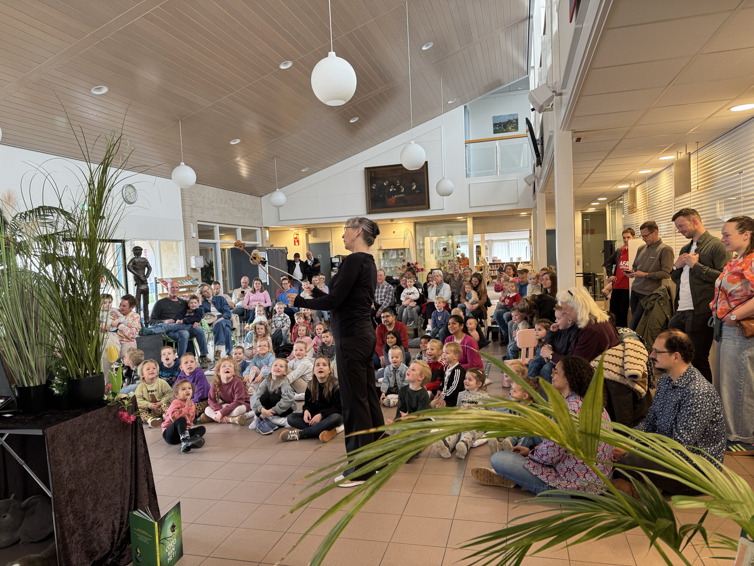 Publiek kijkt met open mond toe naar het stuntvliegen